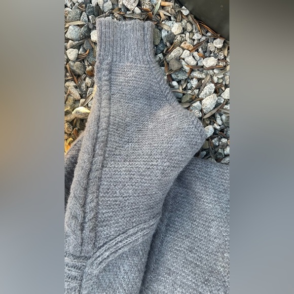 102. OVERSIZED MAXI LONG Grey Gray Cardigan Chunky Long Cable Duster Fuzzy - Picture 9 of 11